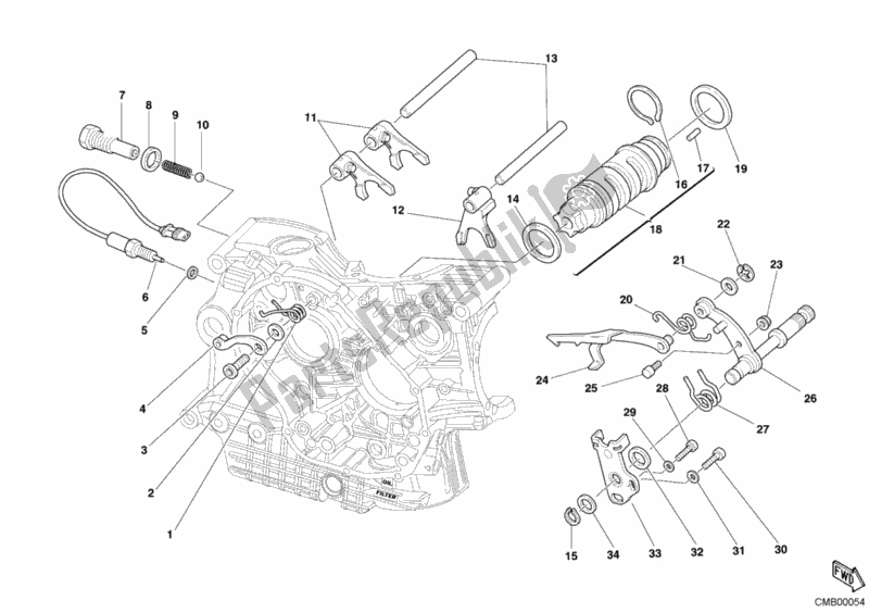 All parts for the Gear Change Mechanism of the Ducati Superbike 999 R USA 2005